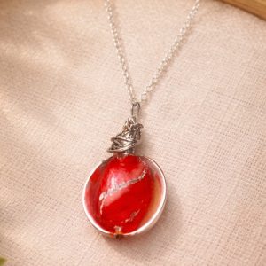 Cherry Red Glass Pendant Necklace 🍒