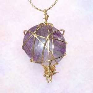 Rainbow Fluorite Gold Wire-Wrapped Necklace